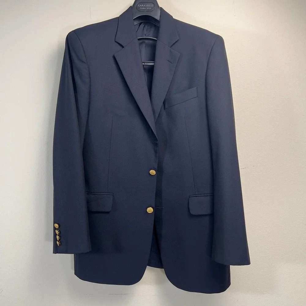 Loro Piana Blazer Mens 40 Navy Blue Wool Gold Button Brooksease Brooks Brothers